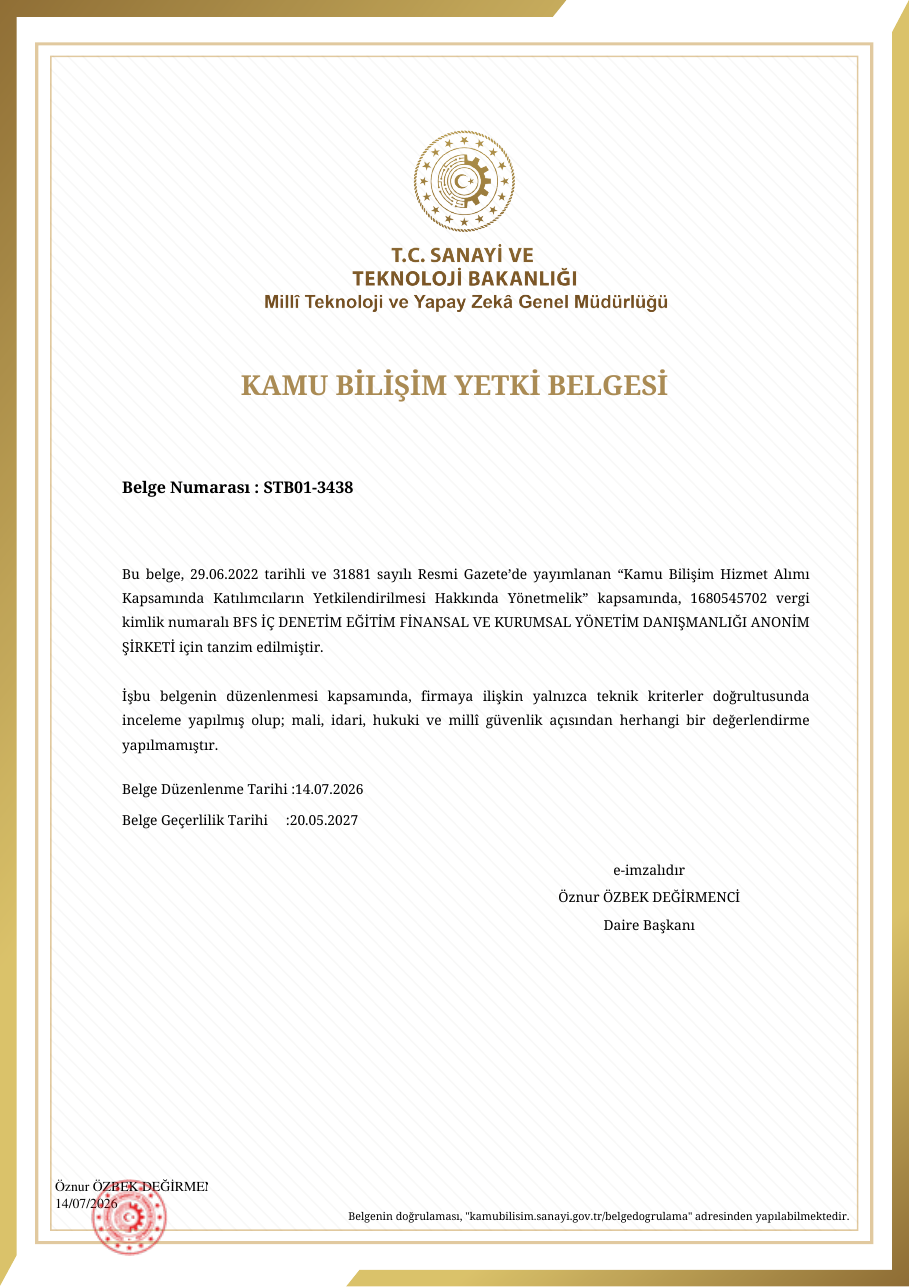 BFS Kamu Bilişim Yetki Belgesi önizlemesi